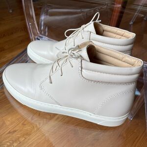 Nisolo Men’s Cortez Everyday Leather Cream High-Top Sneakers